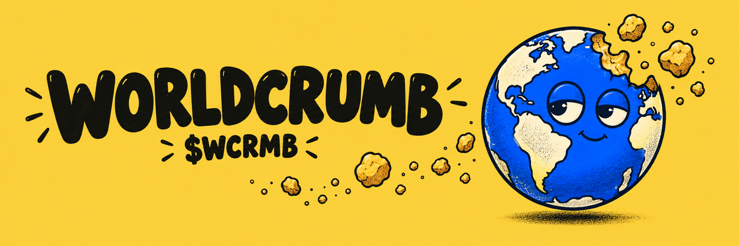Worldcrumb — $WCRMB — a floating Earth and a trail of golden planetary crumbs